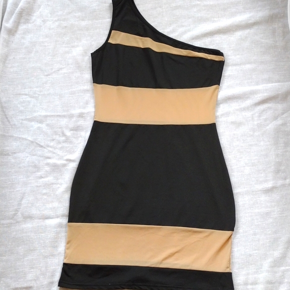 Color block Mesh Single Strap Dress (L) - Picture 3 of 3